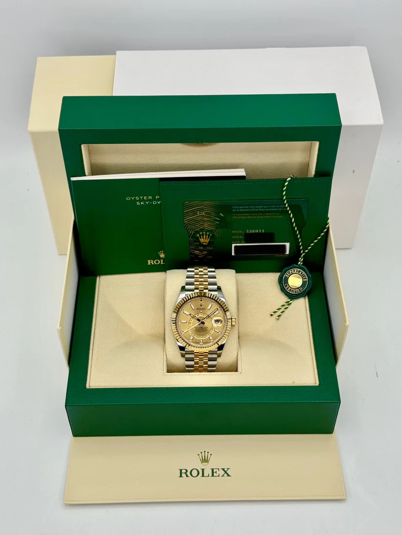 RLX Sky-Dweller 42mm 336933-0002 Two-Tone Yellow Gold Champagne Dial Oyster - LITELUX