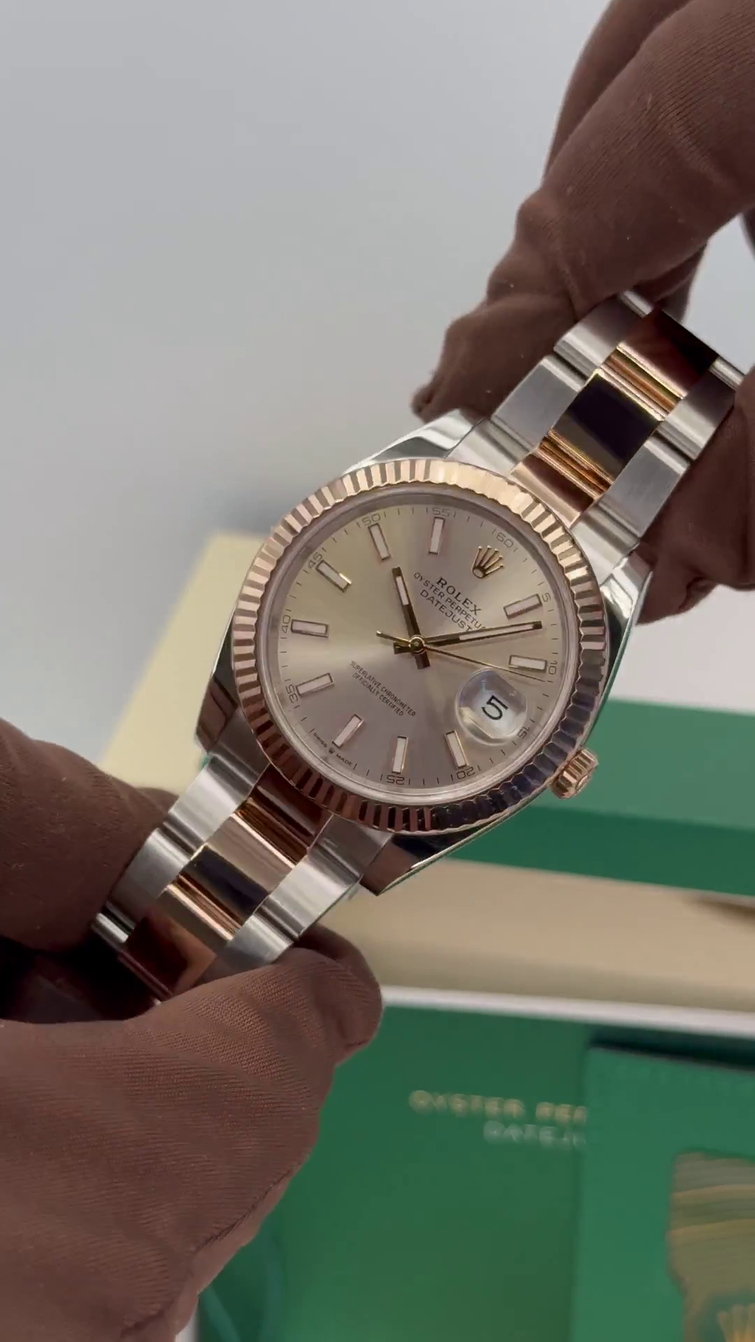 RLX Datejust 41mm 126331 Sundust Index Oyster Steel and Everose Gold Watch - LITELUX