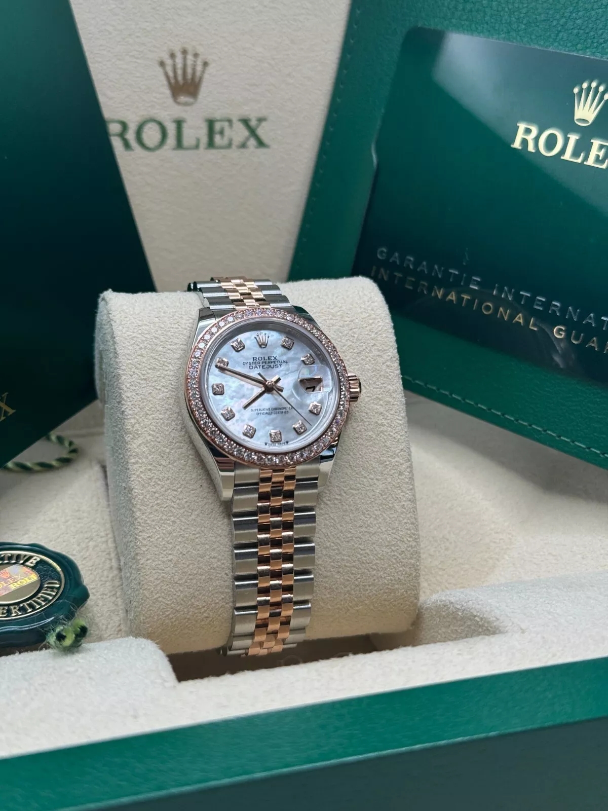 RLX Lady-Datejust 28mm 279381RBR Mother-of-Pearl Diamond Dial Oyster Bracelet - LITELUX