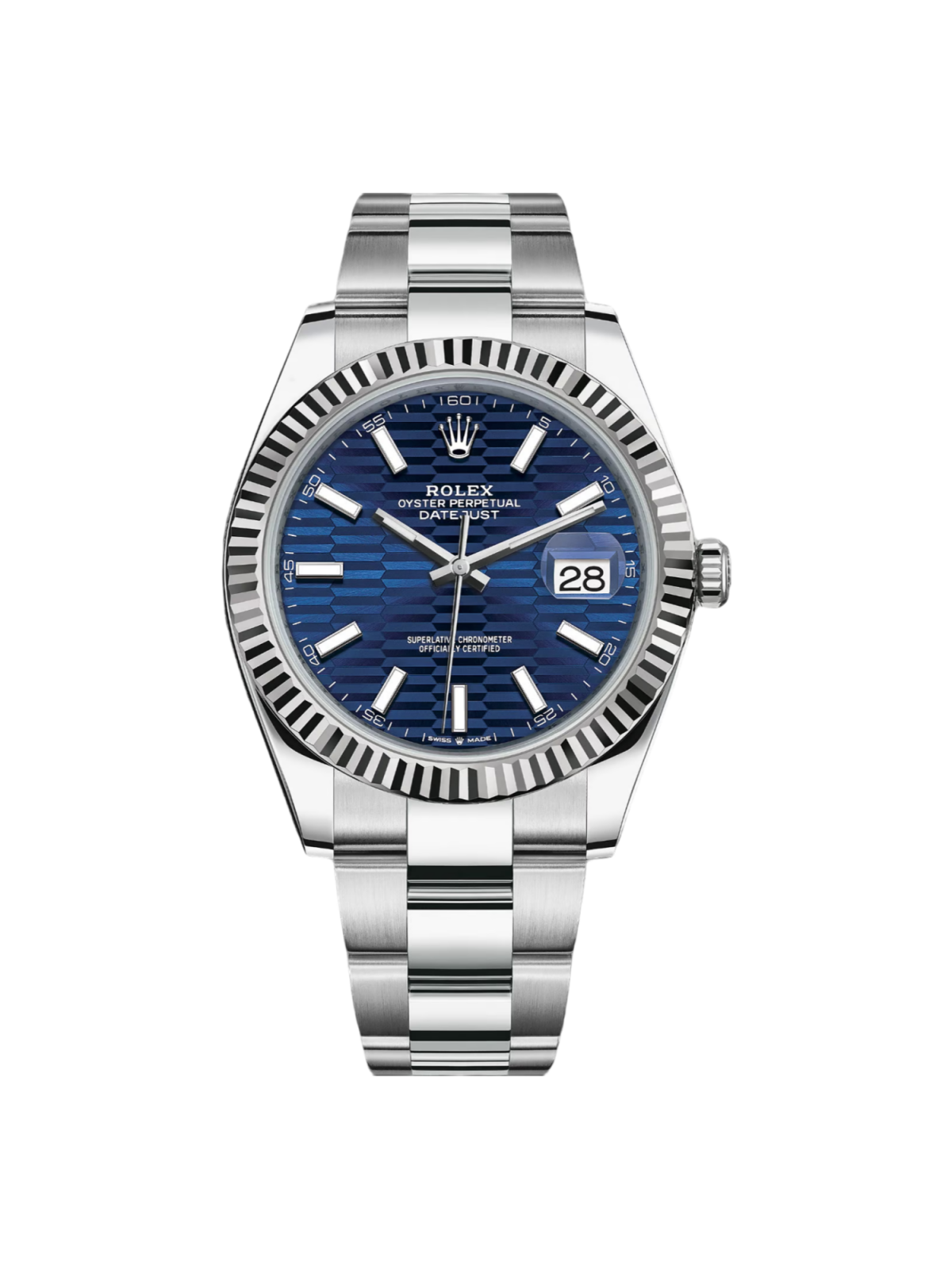 RLX Datejust 41mm Blue Fluted Motif Index Dial Jubilee Bracelet Watch - 126334 - LITELUX