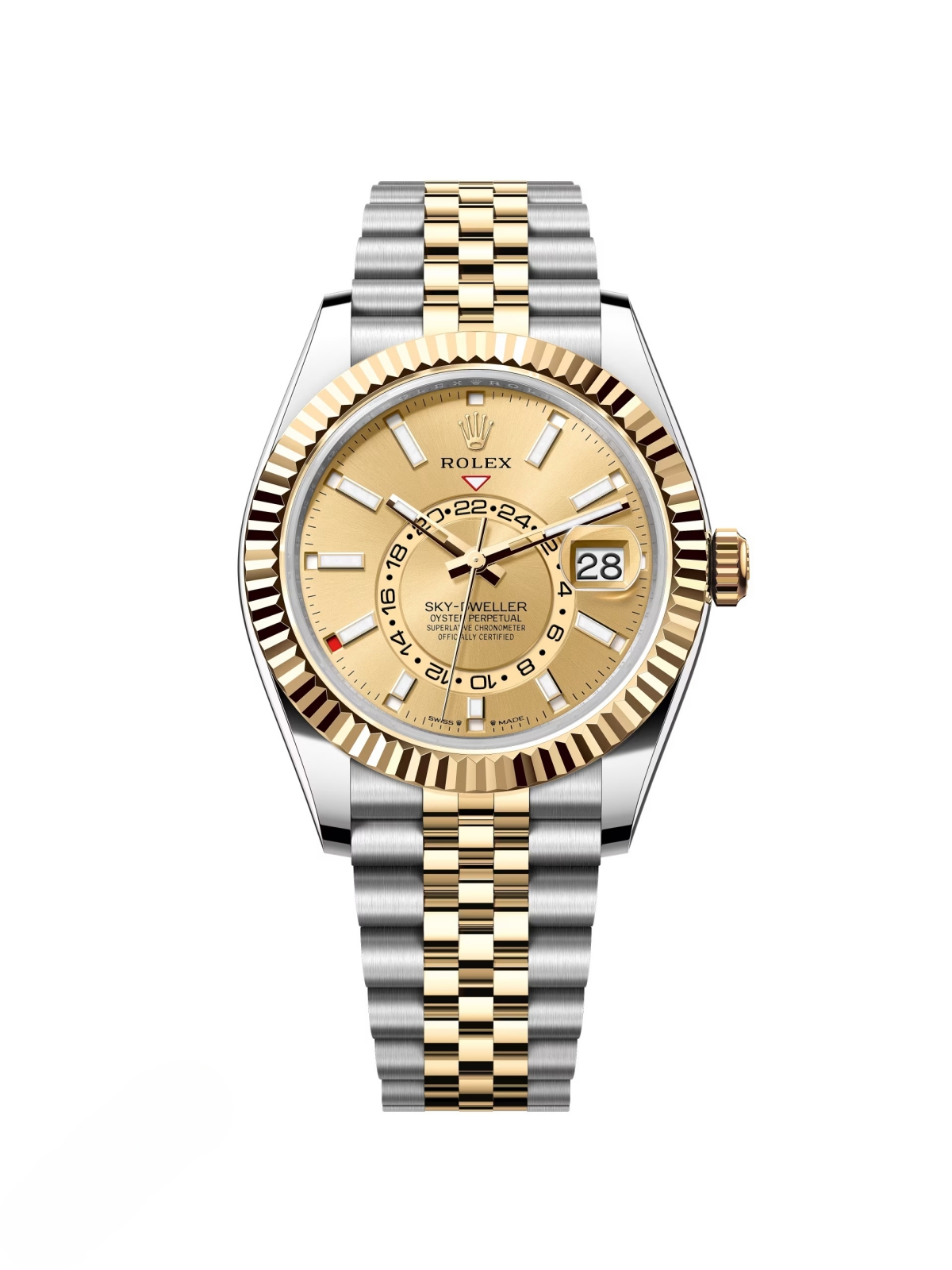 RLX Sky-Dweller 42mm 336933-0002 Two-Tone Yellow Gold Champagne Dial Oyster - LITELUX