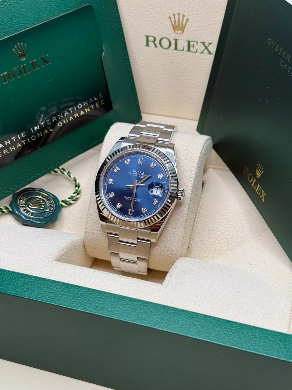 RLX Datejust 41mm 126334 Blue Diamond Oyster Stainless Steel Mens Watch - LITELUX