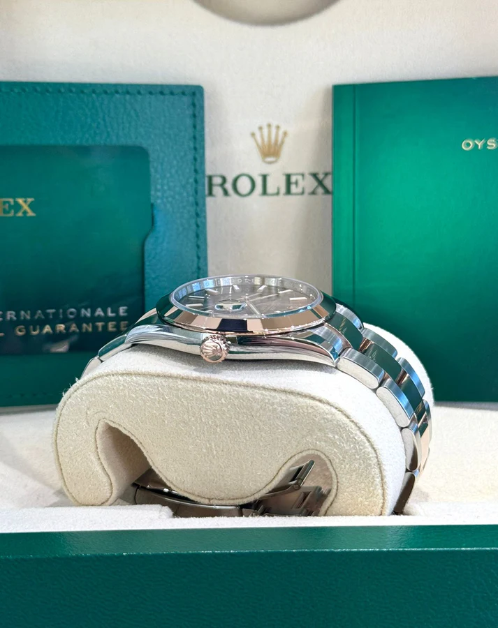 RLX Datejust 41mm 126301 Chocolate Index Oyster Steel and Everose Gold Watch - LITELUX
