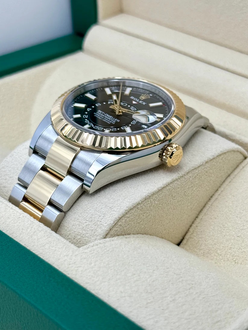 RLX Sky-Dweller 42mm 336933-0003 Two-Tone Yellow Gold Black Dial Jubilee - LITELUX