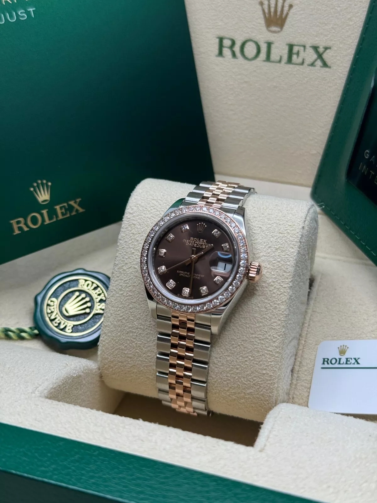 RLX Lady-Datejust 28mm 279381RBR Chocolate Diamond Dial Oyster Bracelet - LITELUX