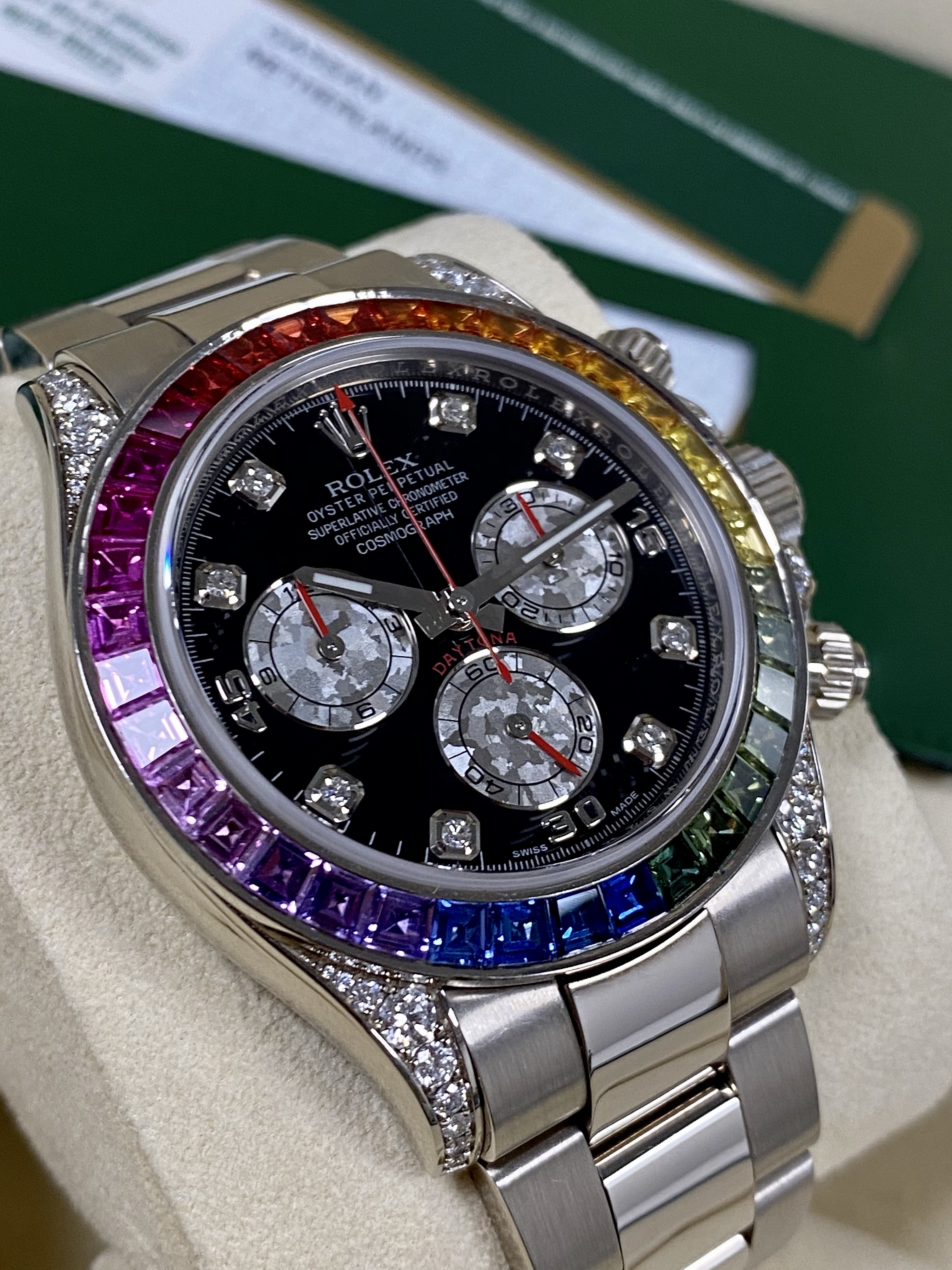 Rolex Daytona Cosmograph Daytona White Gold Rainbow Diamonds 40mm 116599RBOW Box & Papers - LITELUX