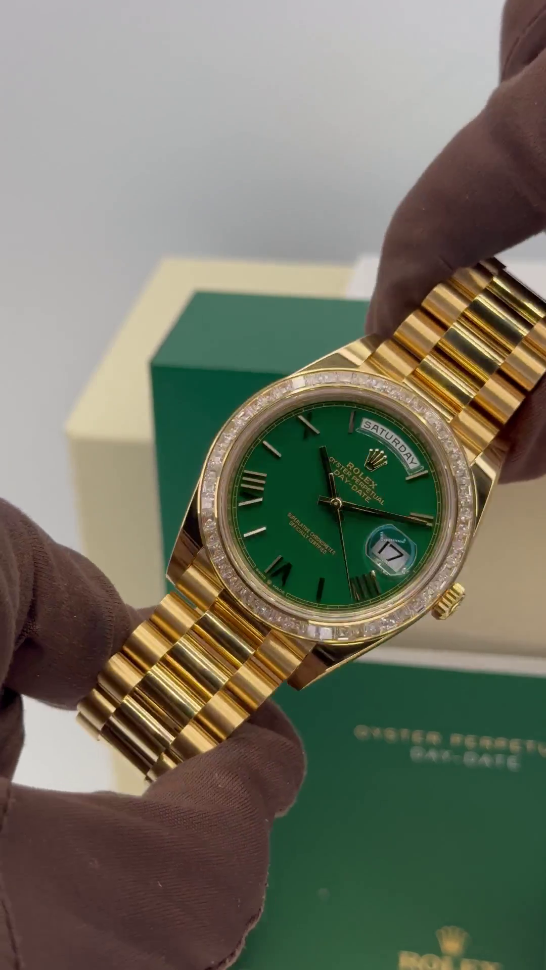 RLX Day-Date 40mm 228398TBR-0039 Green Dial President Watch - LITELUX