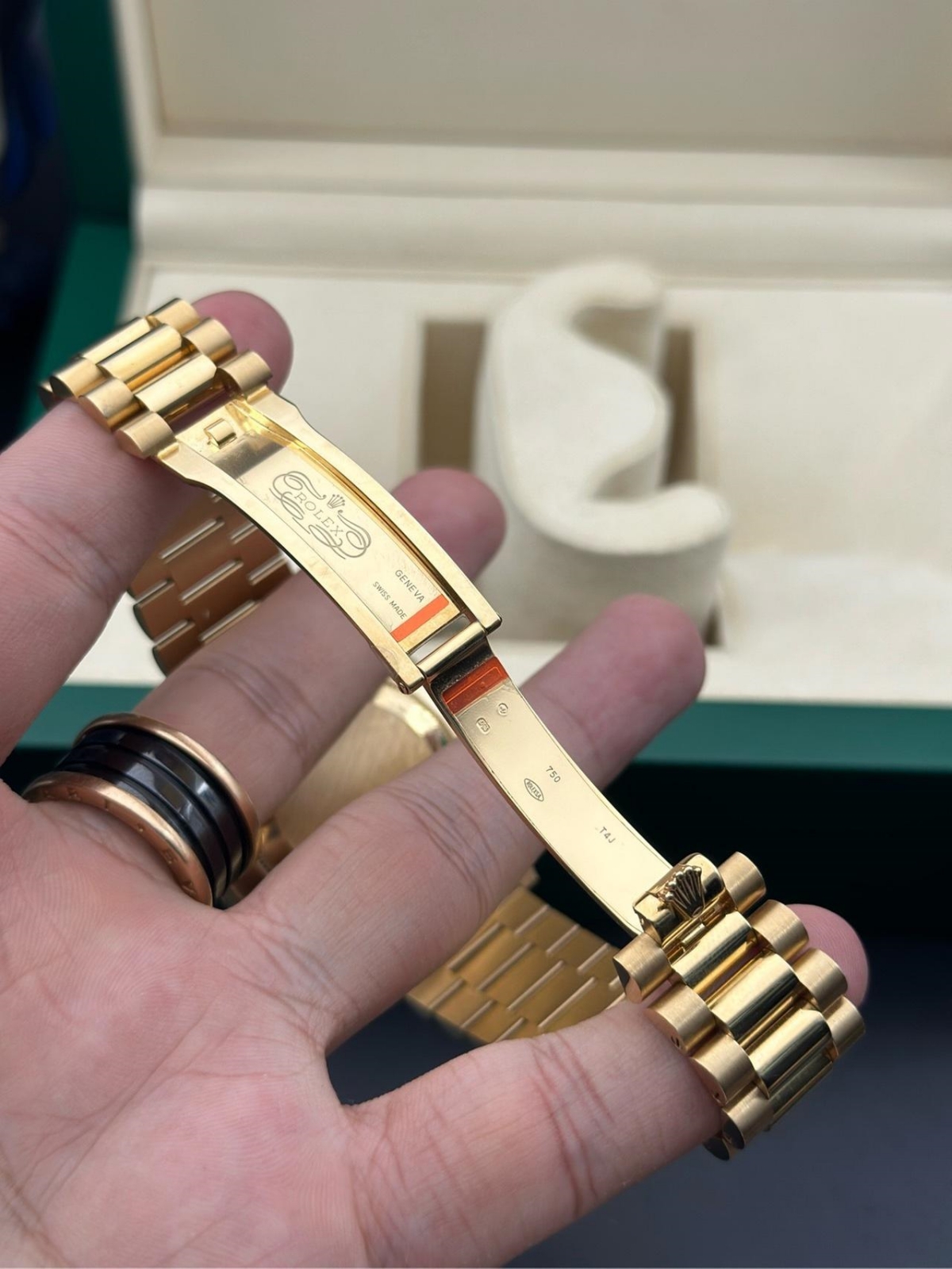 RLX Day-Date 40mm Champagne Dial and Diamond Bezel Yellow Gold President Bracelet 228348RBR-0003 - LITELUX