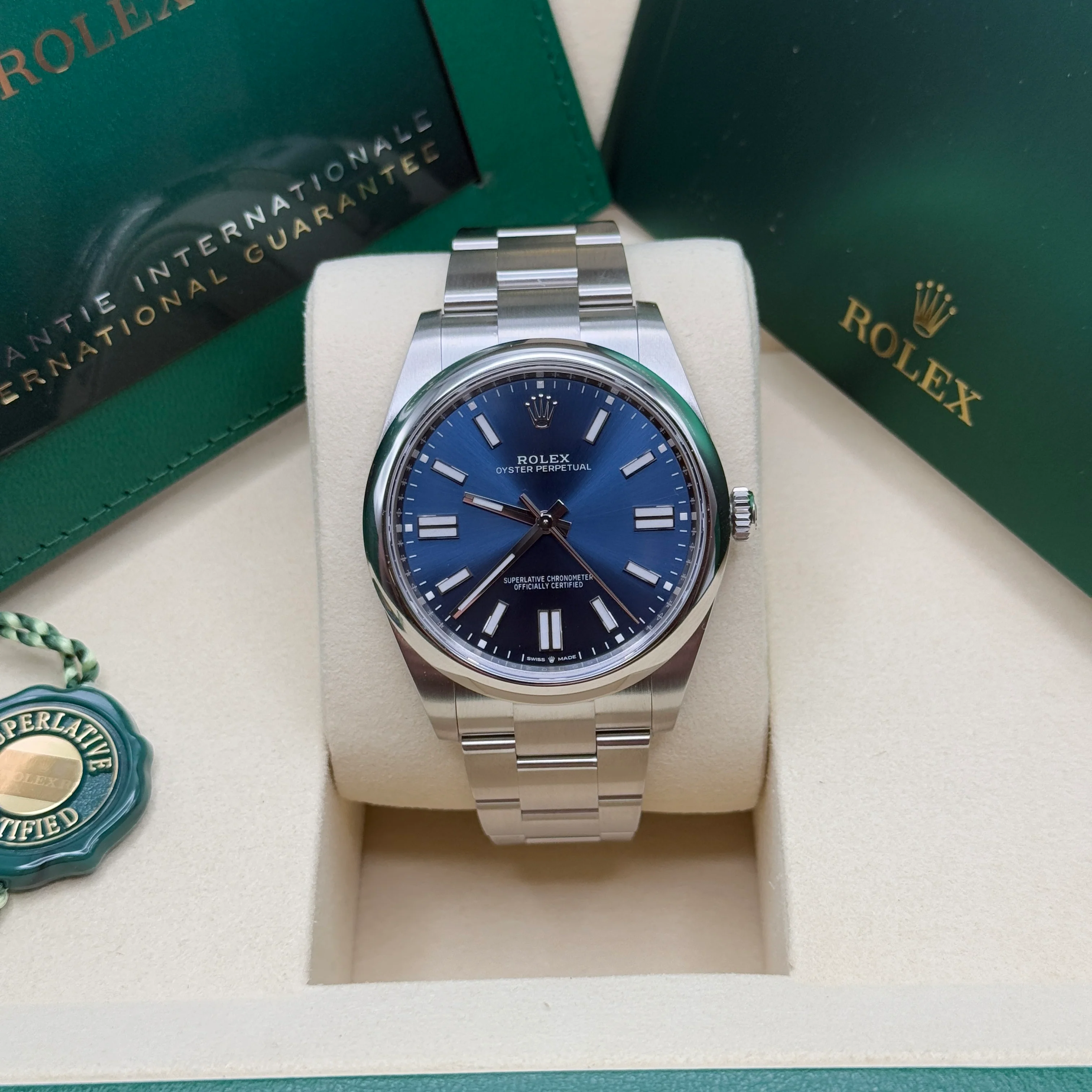 RLX Oyster Perpetual 41mm 124300-0003 Oyster Perpetual Stainless Steel Blue Index Dial Watch - LITELUX