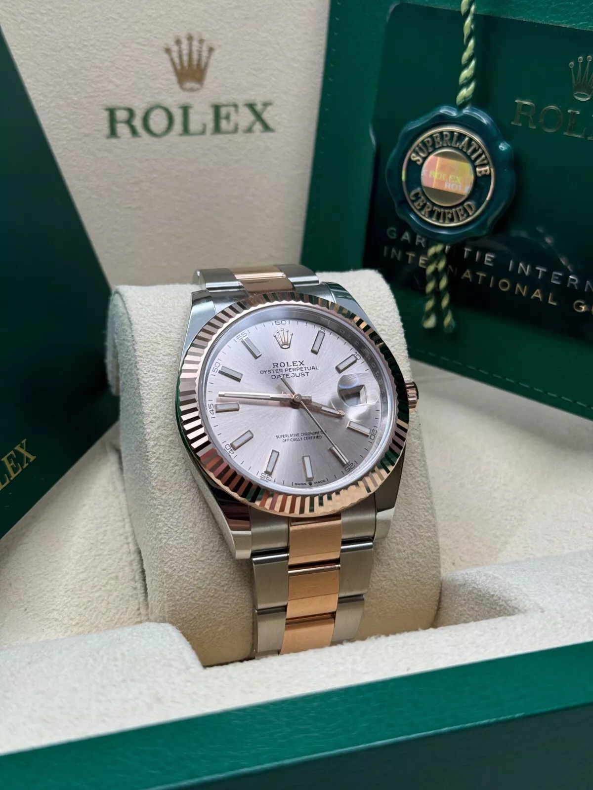 RLX Datejust 41mm 126331 Sundust Index Oyster Steel and Everose Gold Watch - LITELUX