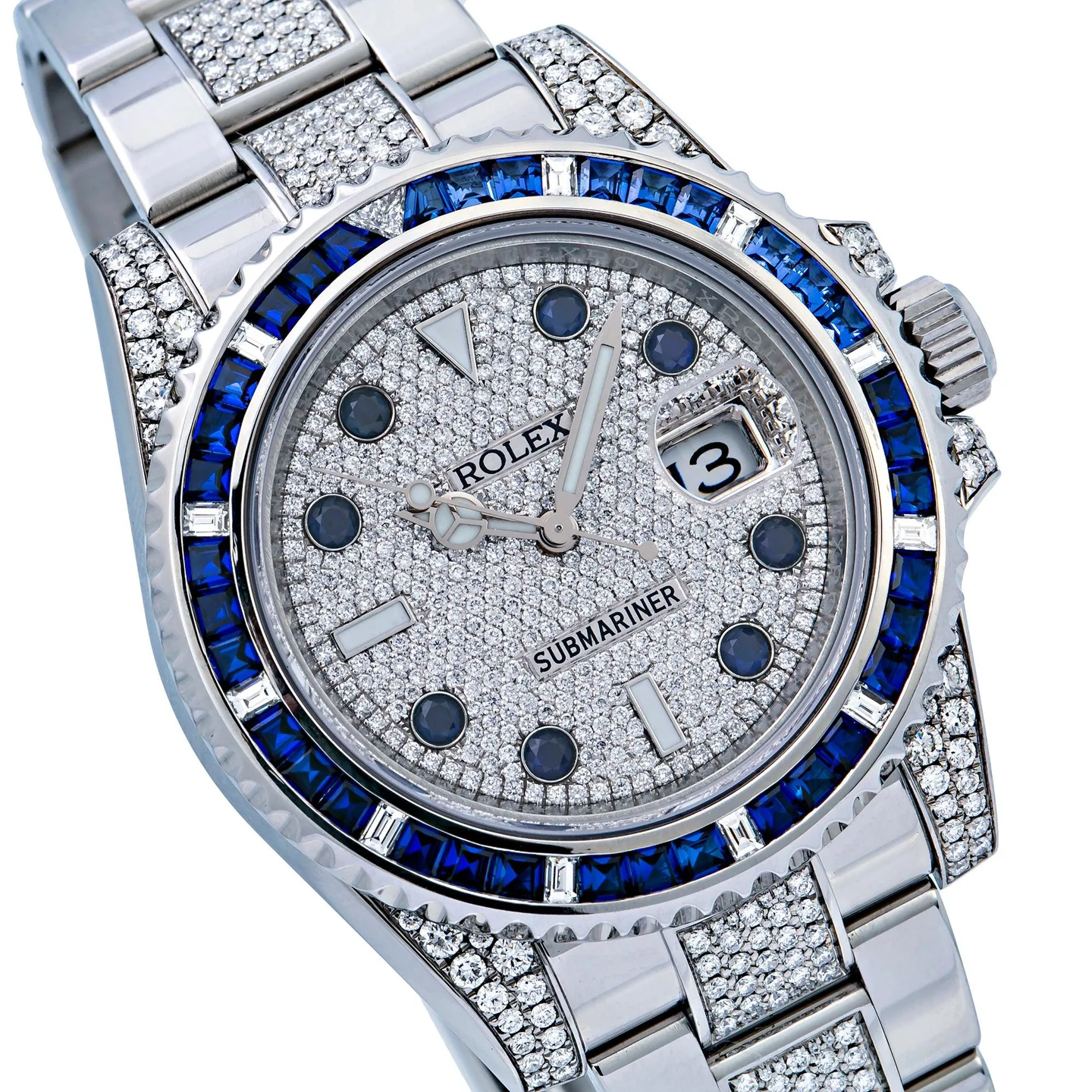 Rolex Submariner Date 116610 40MM Silver Diamond Dial With Stainless Steel Bracelet - LITELUX