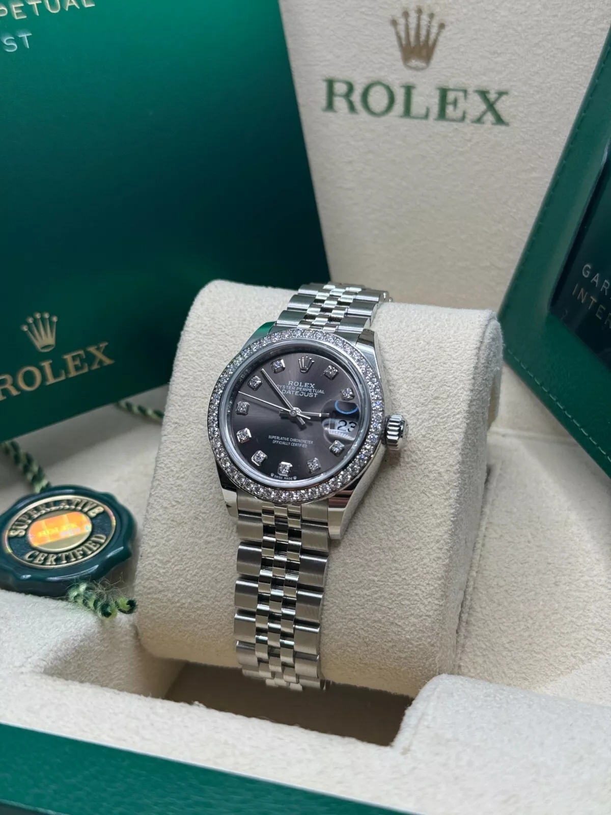 RLX Lady-Datejust 28mm 279384RBR Dark Gray set with Diamonds - LITELUX