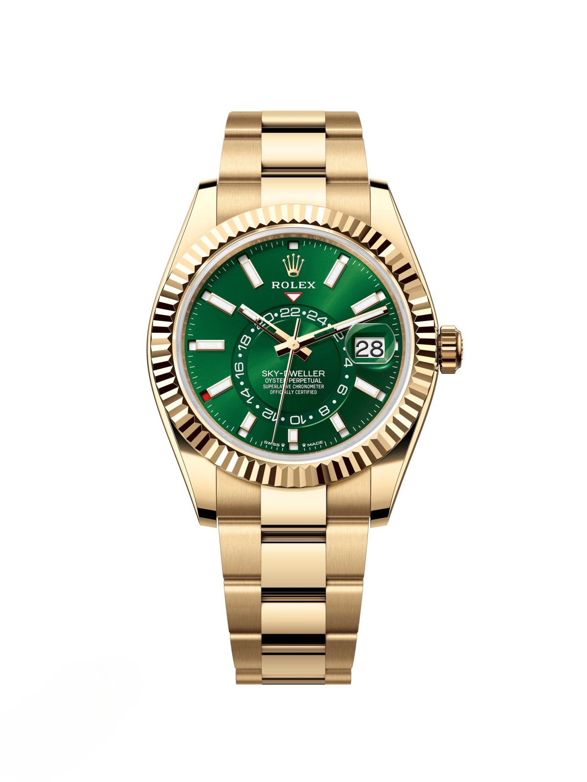 RLX Sky-Dweller 42mm 336938-0007 Yellow Gold Bright Green Dial - LITELUX