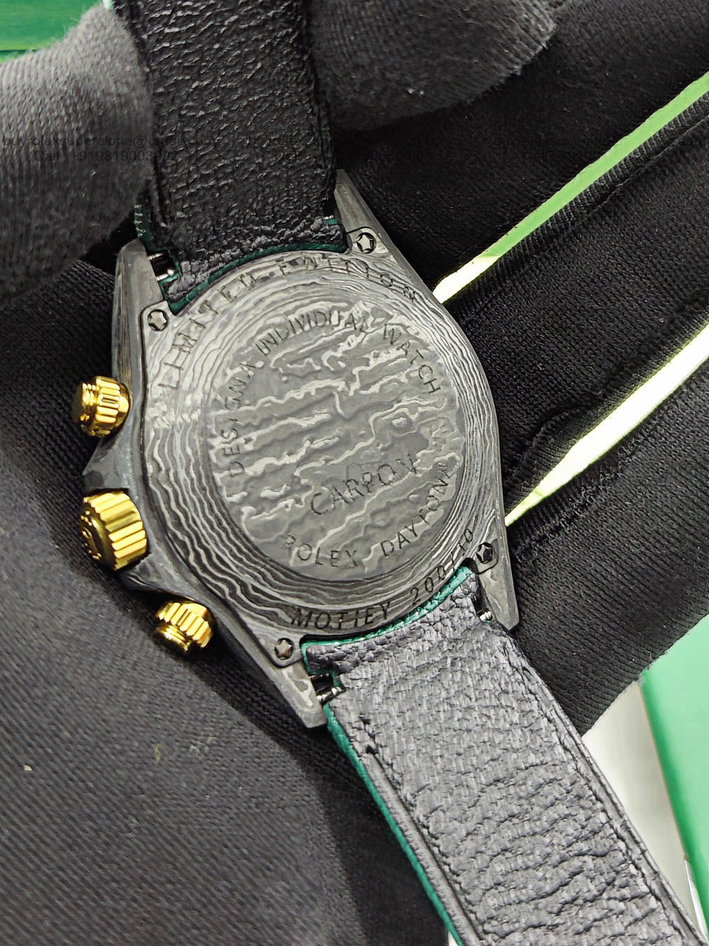 12A(Swiss movement)Rolex Cosmograph Daytona DIW Carbon Emerald Green Swiss Replica Watch | Custom Made Limited Edition | - LITELUX