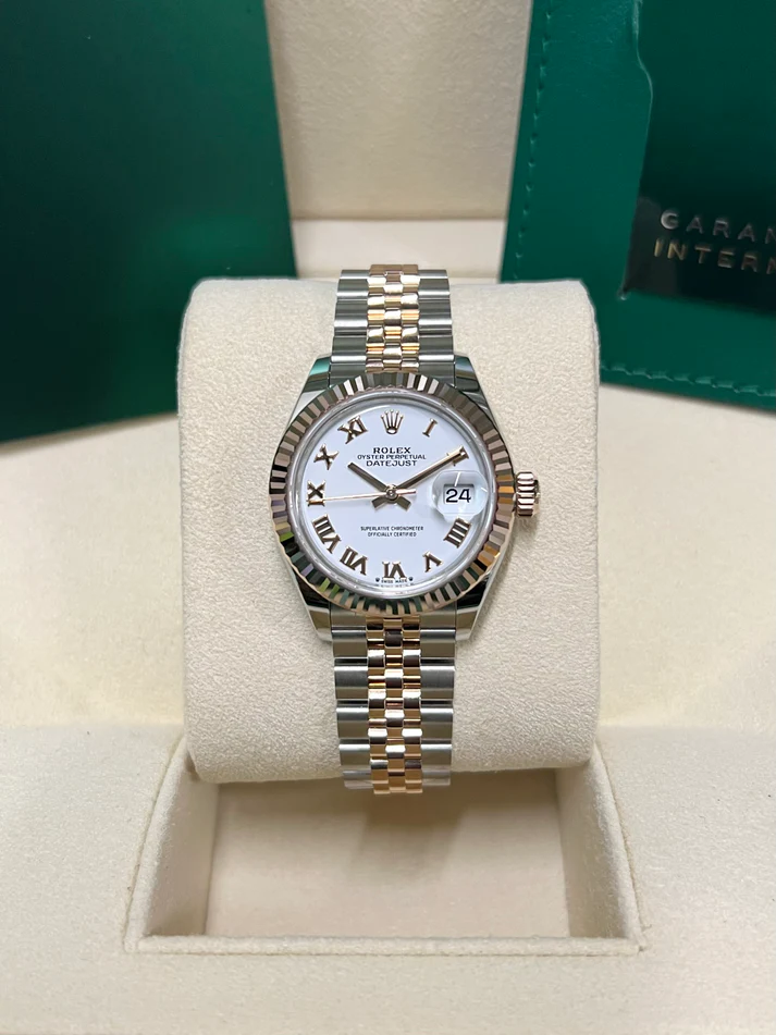 RLX Lady-Datejust 28mm 279171 White Roman Oyster Stainless Steel and Rose Gold - LITELUX