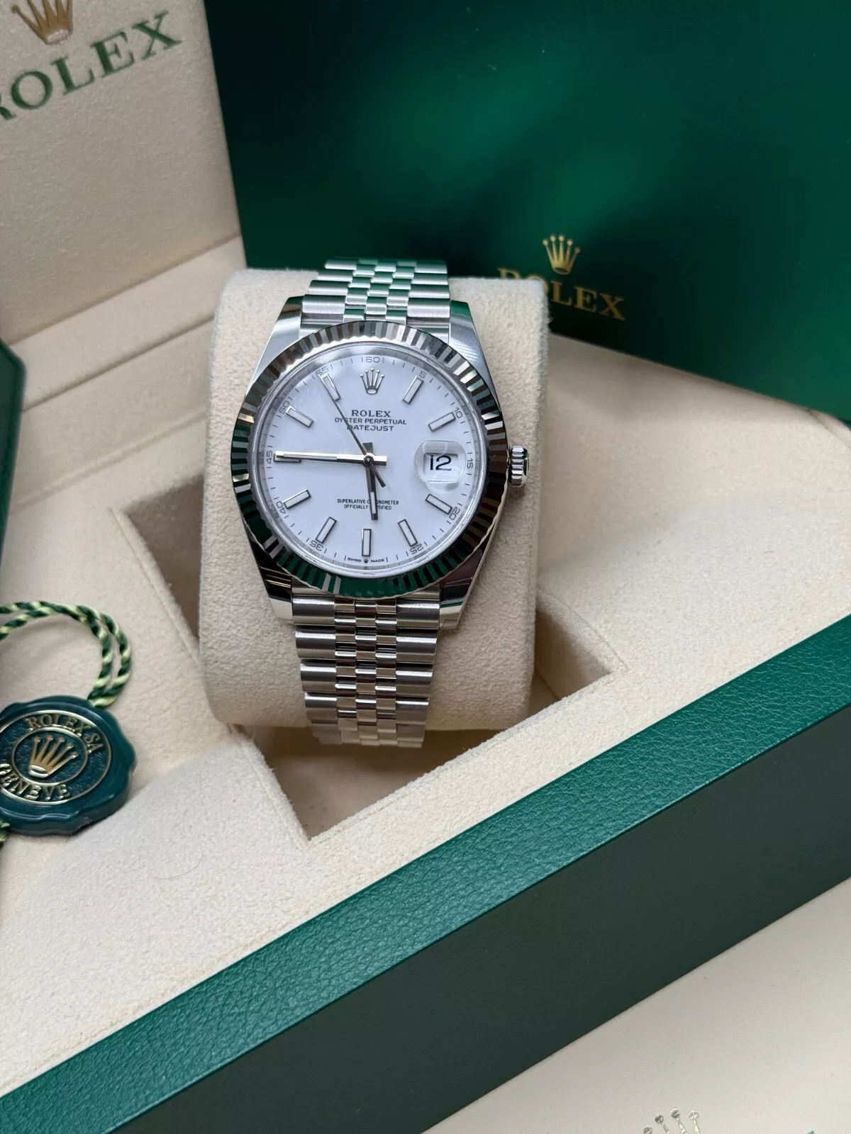 RLX Datejust 41mm White Index Oyster Stainless Steel Men’s Watch - 126334 - LITELUX