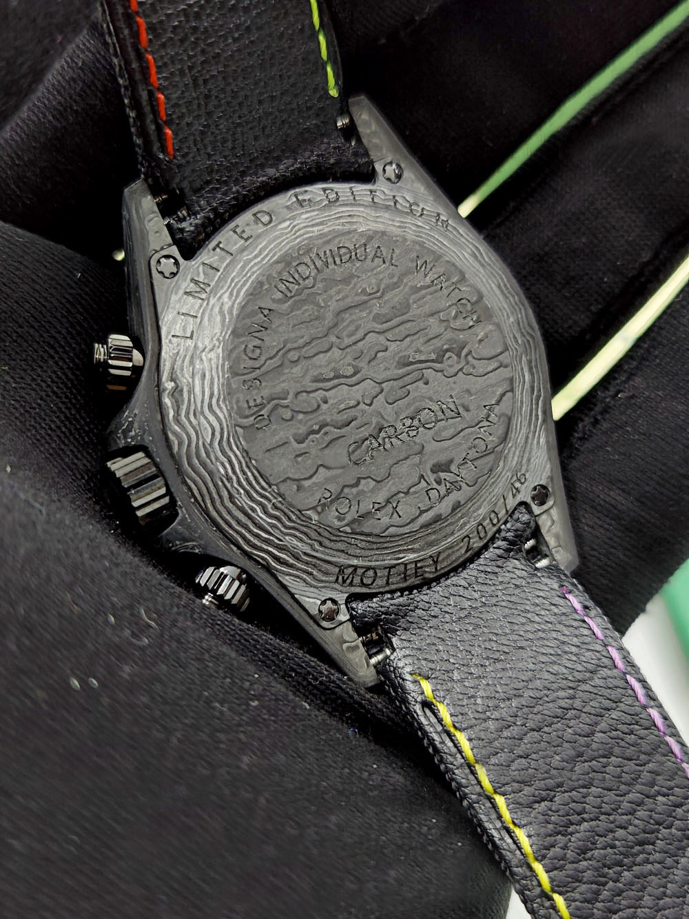 12A(Swiss movement)Rolex Cosmograph Daytona DIW Carbon Motley Multicolour Dial Swiss Replica Watch | Custom Made Limited Edition | - LITELUX