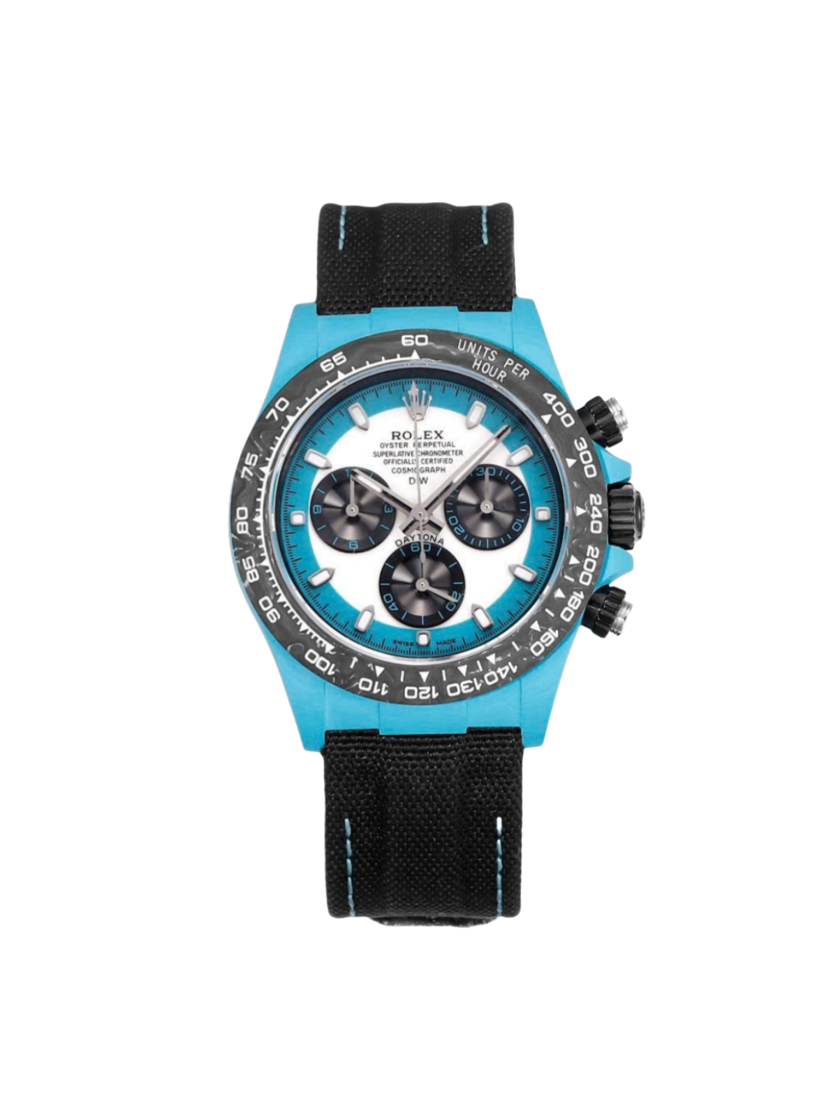 12A(Swiss movement)Rolex Cosmograph Daytona DIW Carbon Tifany “CELESTE INVERT” 40mm Replica 1:1 – Top Quality Version - LITELUX