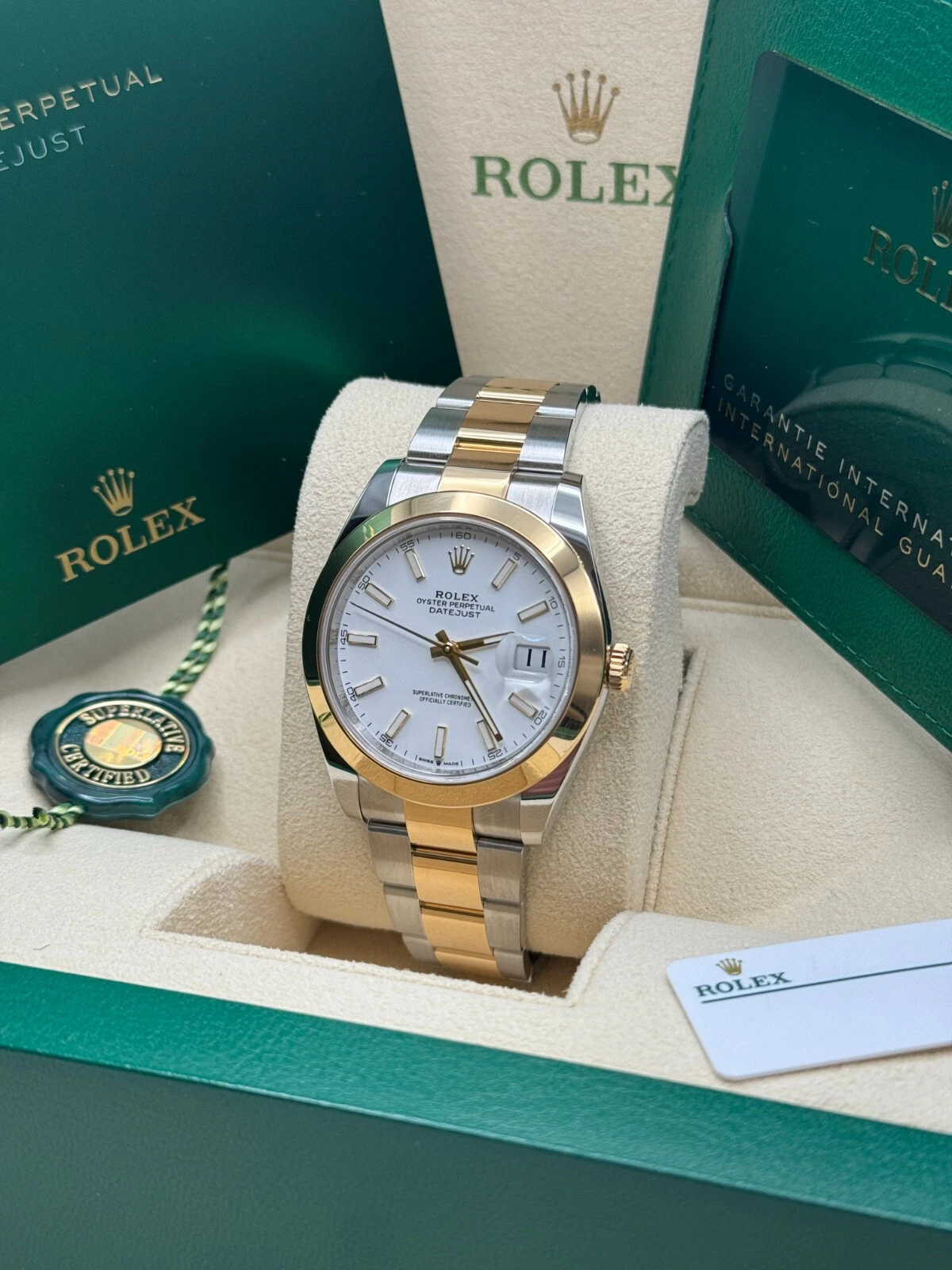 RLX Datejust 41mm 126303 White Index Oyster Steel and Yellow Gold Mens Watch - LITELUX