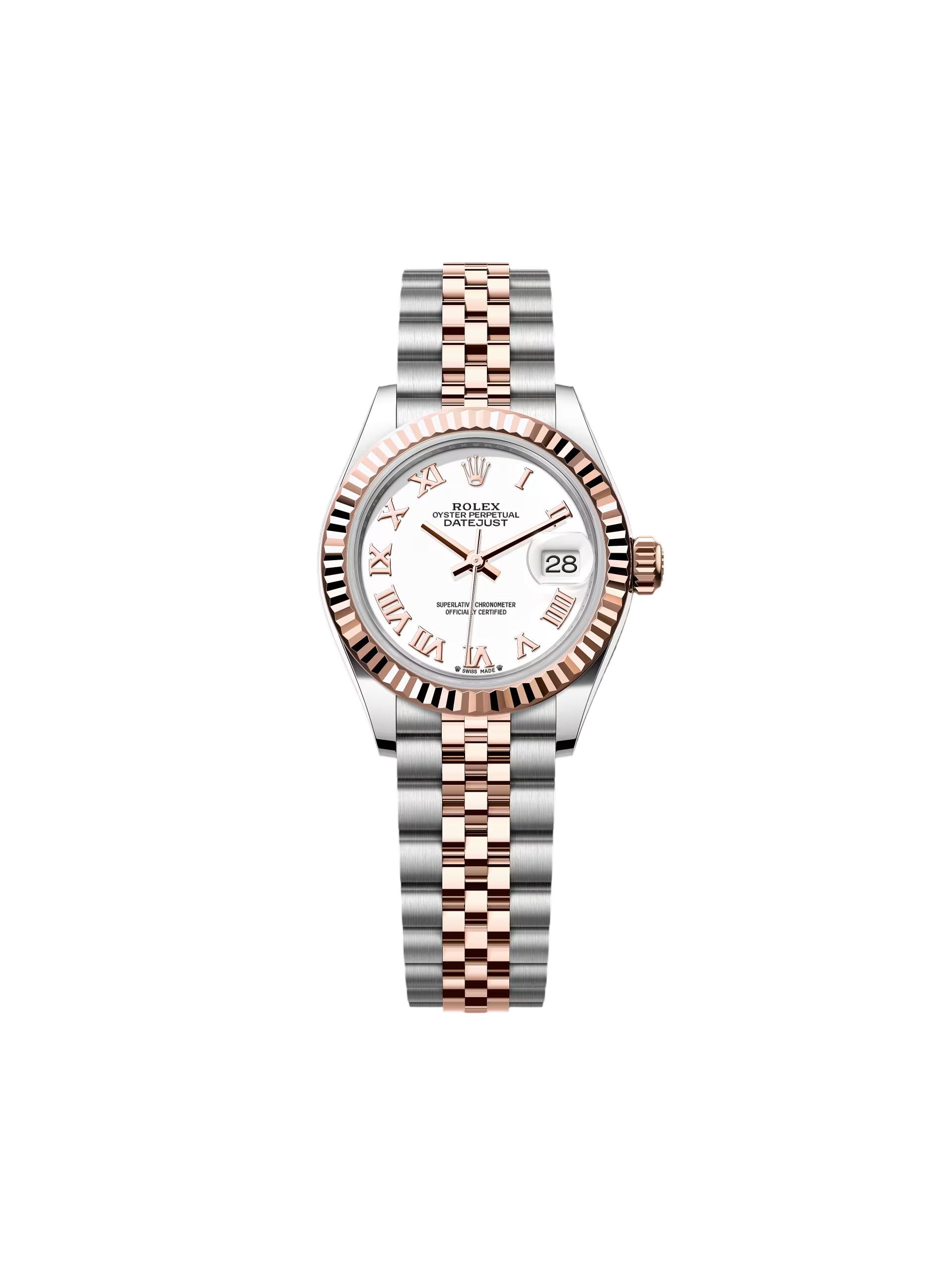RLX Lady-Datejust 28mm 279171 White Roman Oyster Stainless Steel and Rose Gold - LITELUX