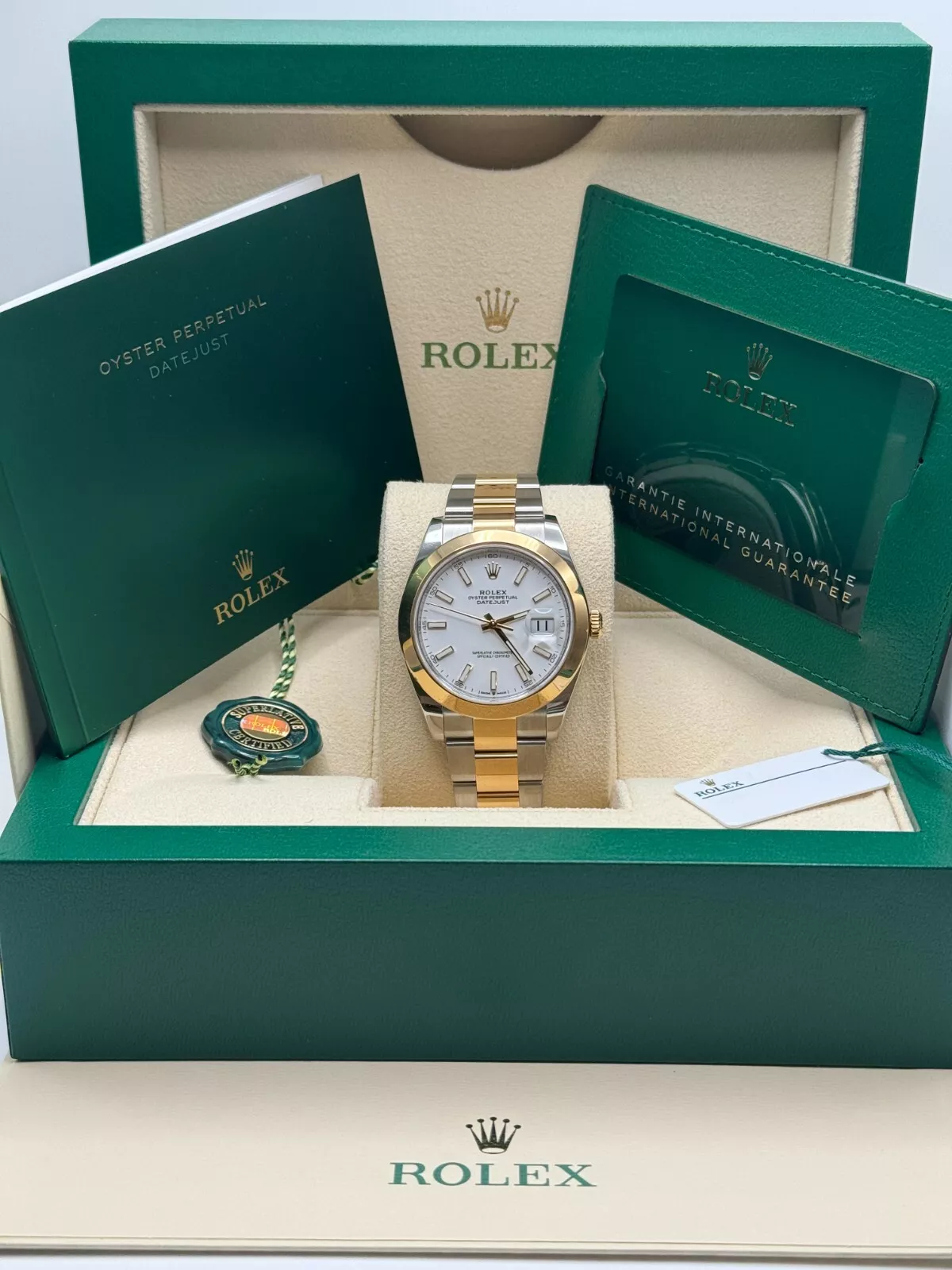 RLX Datejust 41mm 126303 White Index Oyster Steel and Yellow Gold Mens Watch - LITELUX