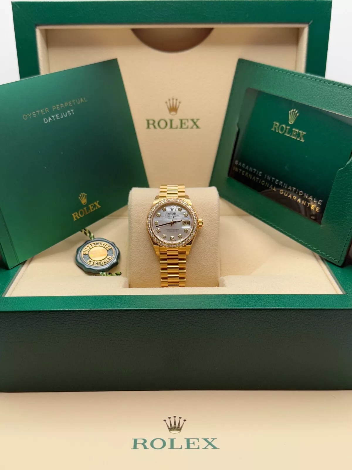RLX Lady-Datejust 28mm 279138RBR White Mother-of-Pearl Dial President Bracelet Watch - LITELUX