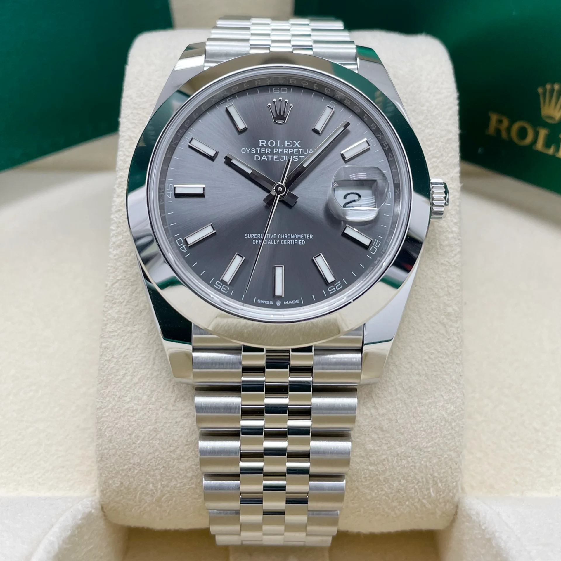 RLX Datejust 41mm 126300 Slate Index Jubilee Stainless Steel Watch - LITELUX
