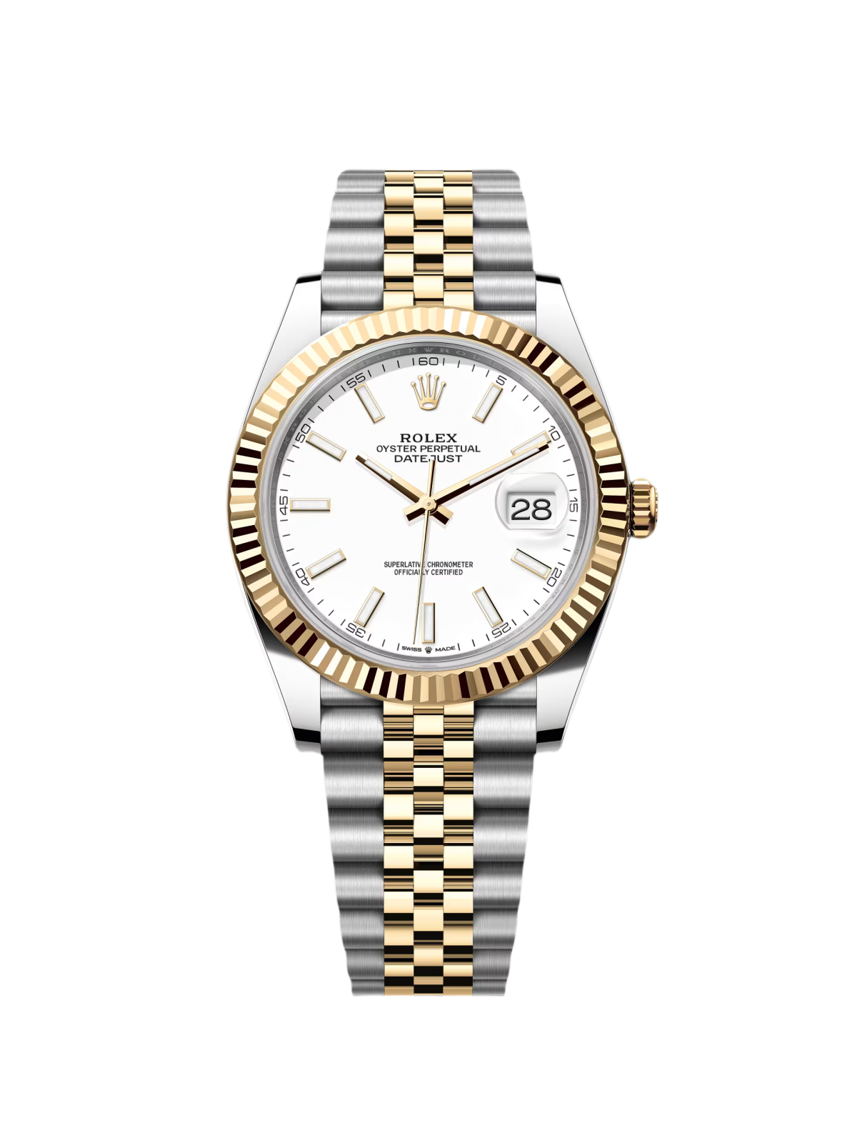 RLX Datejust 41mm 126333 White Index Oyster Steel and Yellow Gold Mens Watch - LITELUX
