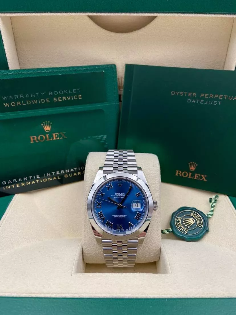 RLX Datejust 41mm 126300 Blue Roman Oyster Stainless Steel Watch - LITELUX