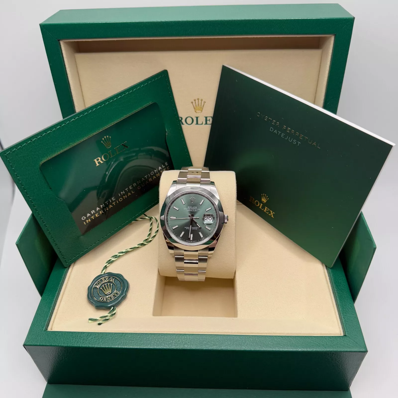 RLX Datejust 41mm 126300 Mint Green Dial Stainless Steel Oyster Bracelet Watch - LITELUX