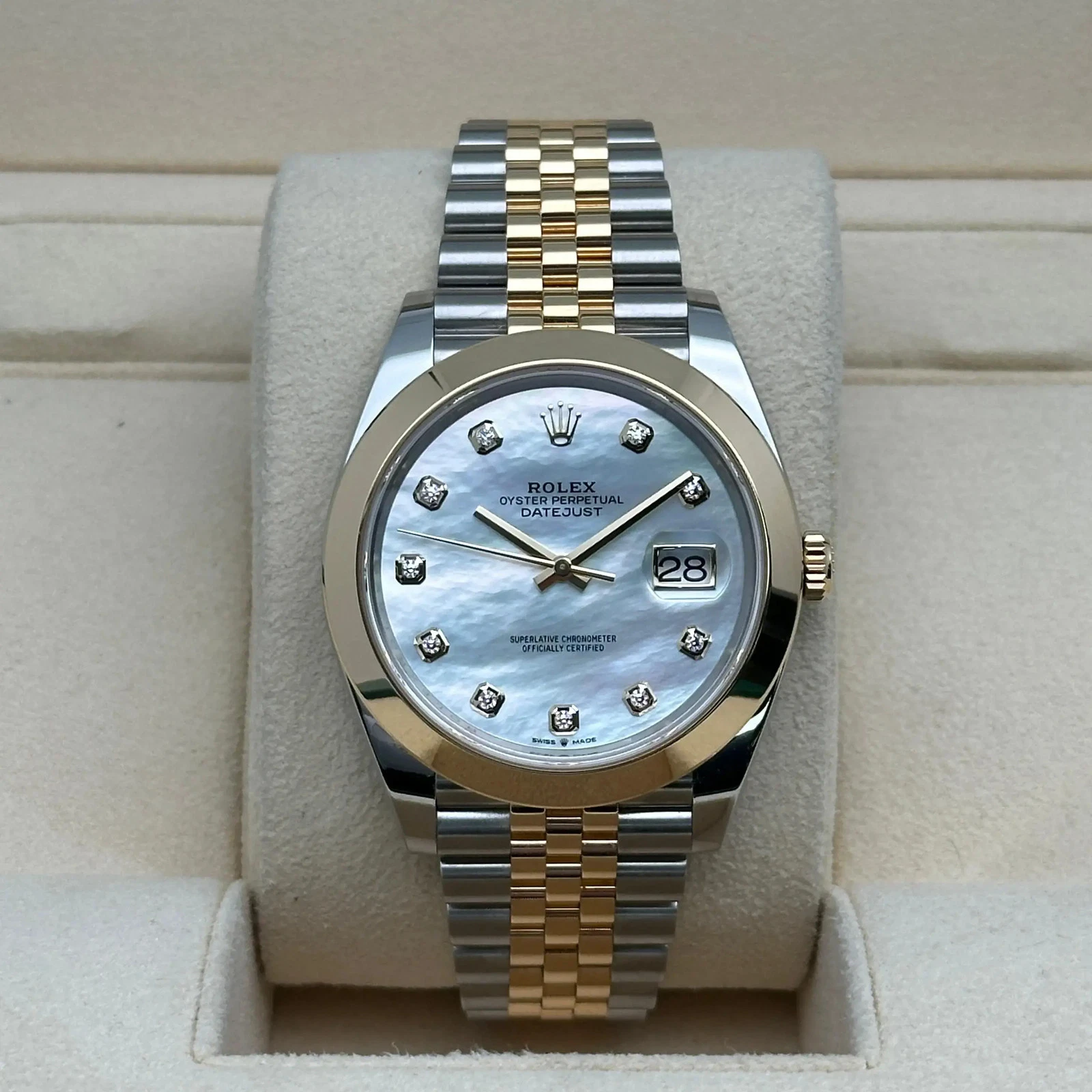 RLX Datejust 41mm 126303 White MOP Diamond Jubilee Steel and Yellow Gold - LITELUX