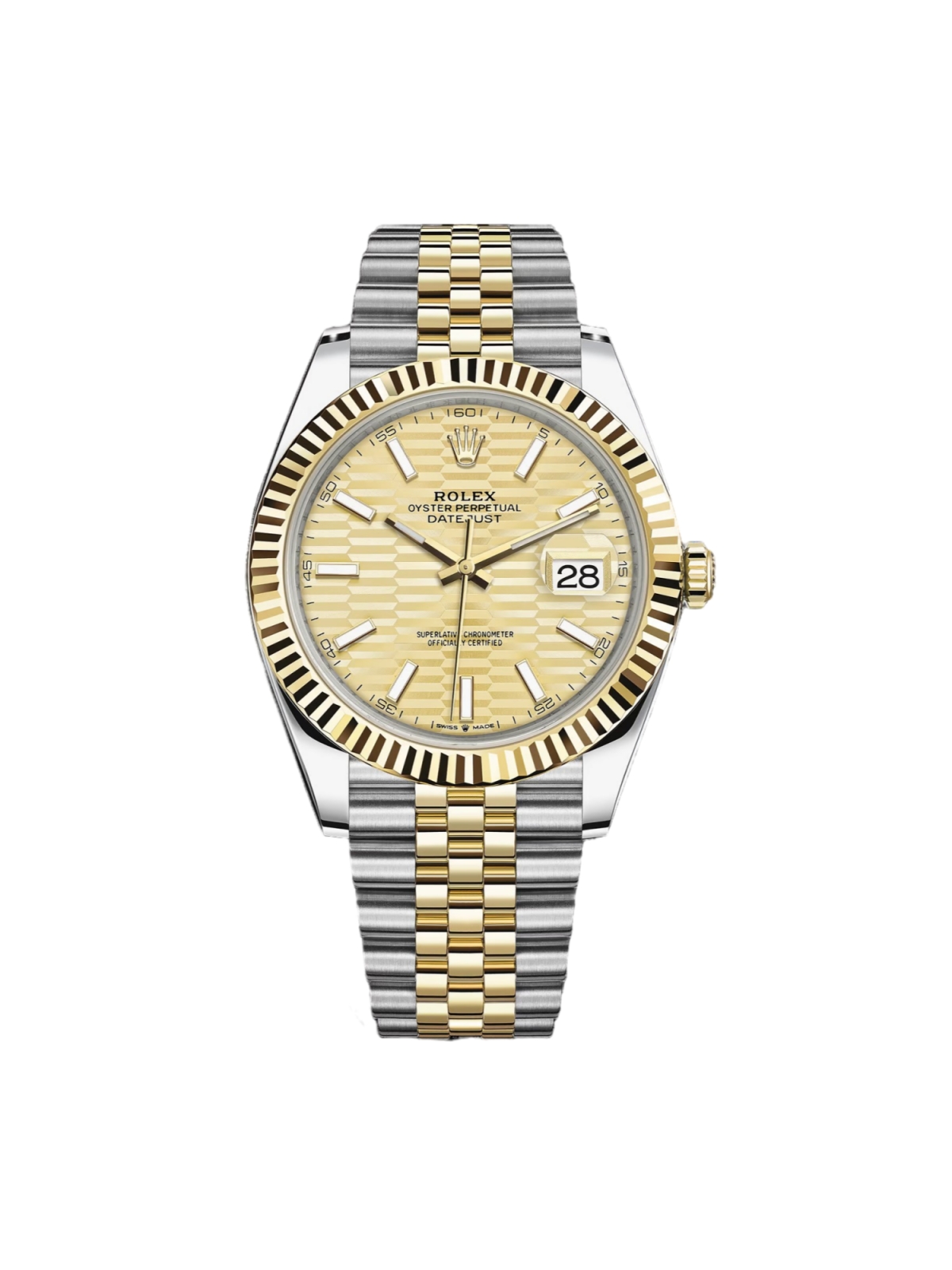 RLX Datejust 41mm Swiss Replica Watch | Two Tone Jubilee Bracele Champagne Fluted Dial Ref 126333 - LITELUX