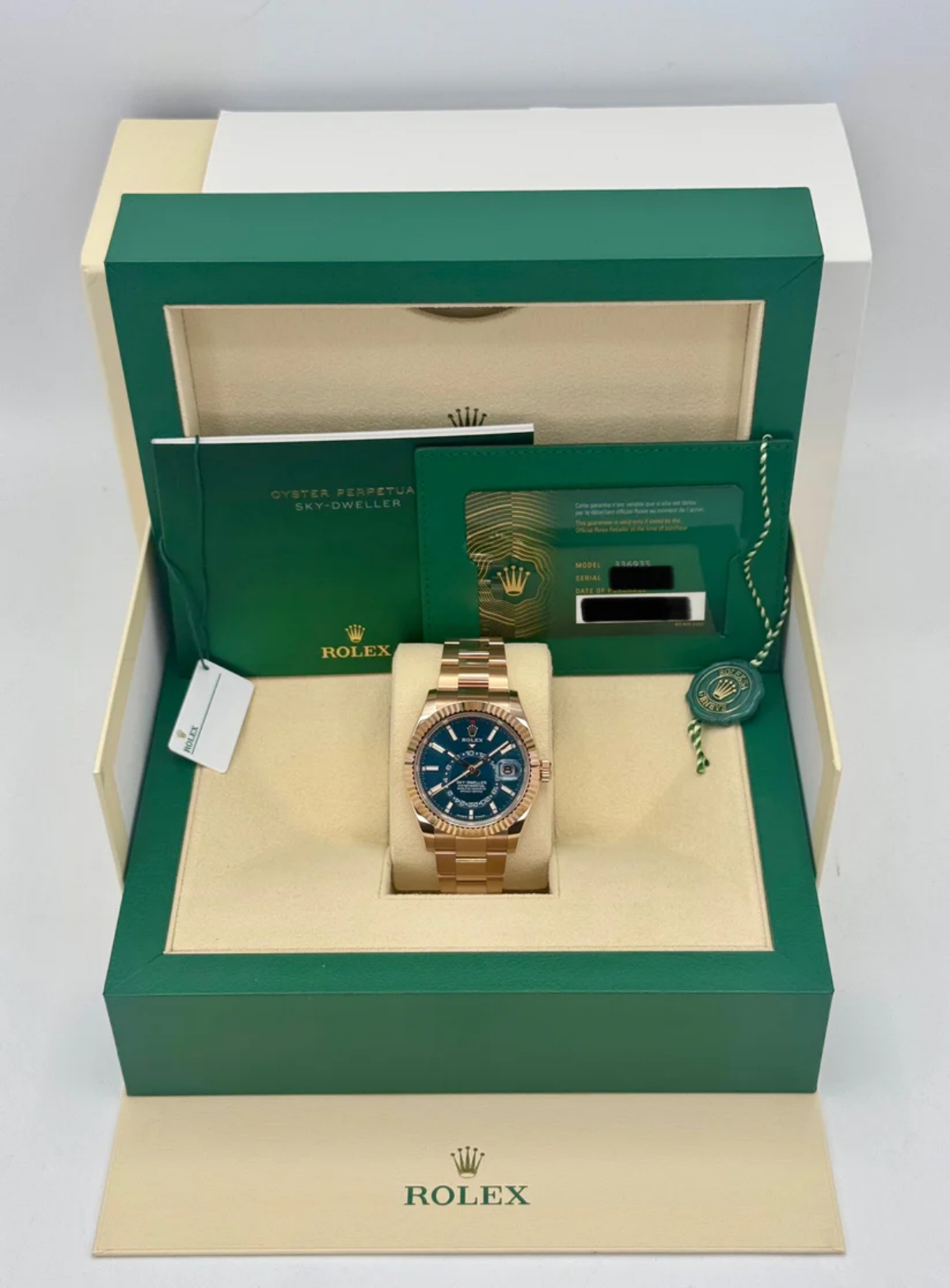 RLX Sky-Dweller 42mm 336935-0001 Rose Gold Blue Dial Oyster - LITELUX