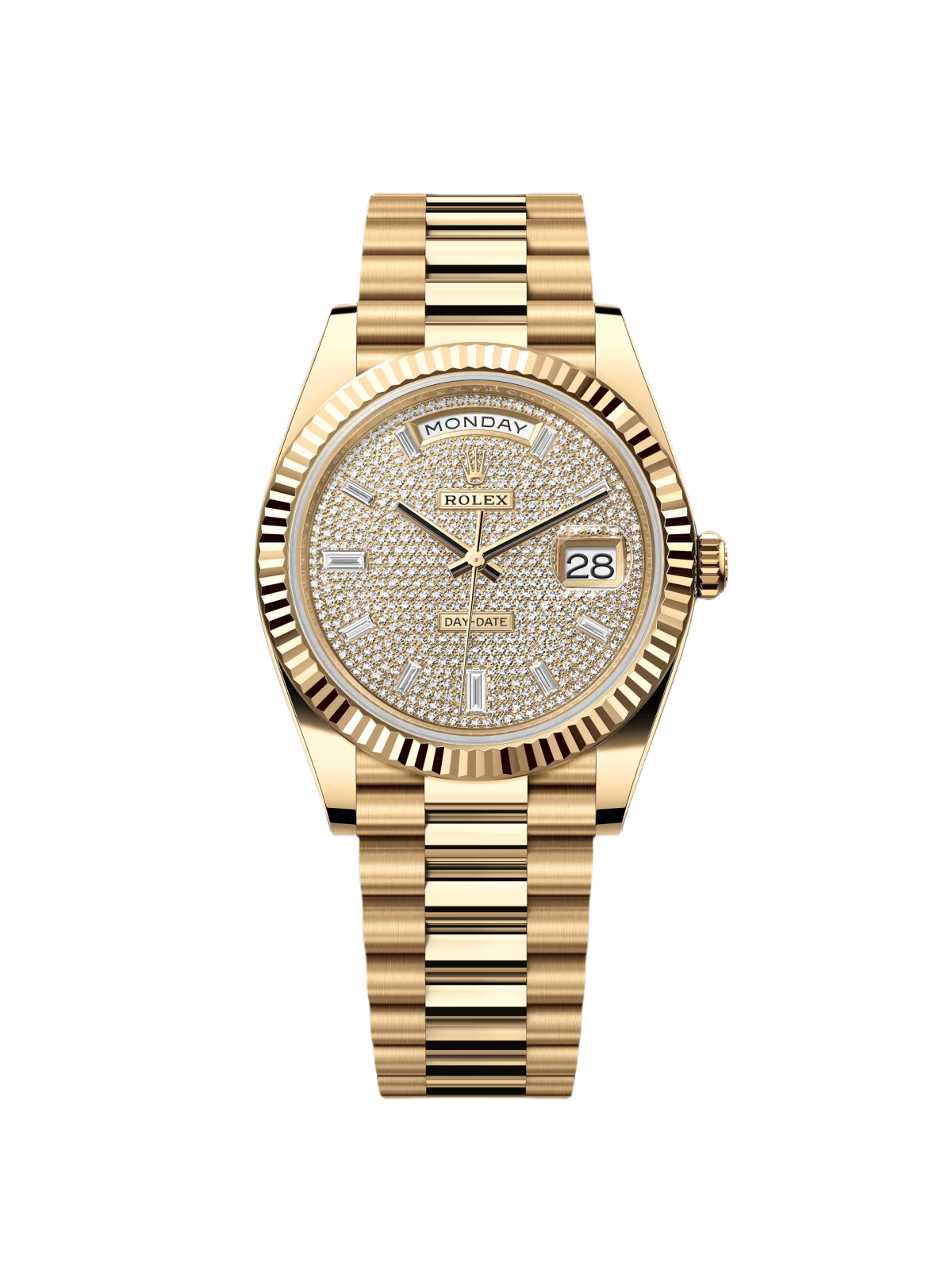 RLX Yellow Gold President Day Date 40mm Diamond Pave Dial - 228238 - LITELUX