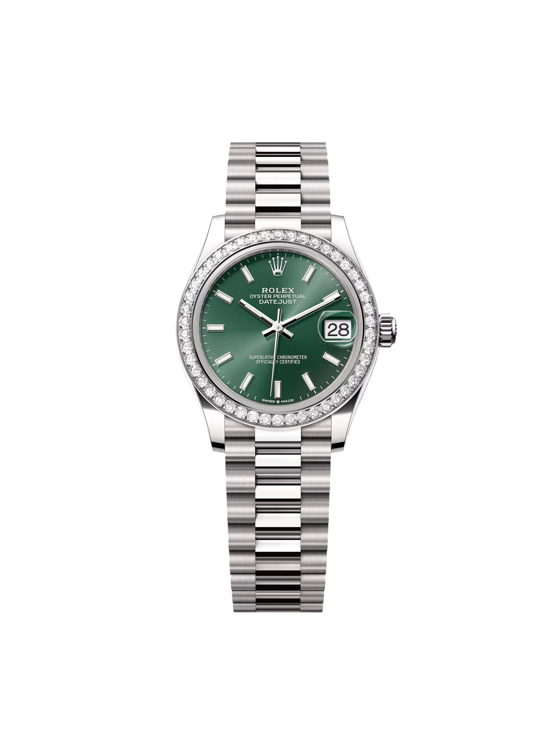 RLX Datejust m278289RBR-0015 Mint Green Dial White Gold President Watch - LITELUX