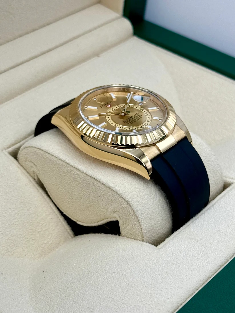 RLX Sky-Dweller 42mm 336238-0001 Yellow Gold Champagne Dial Oysterflex - LITELUX