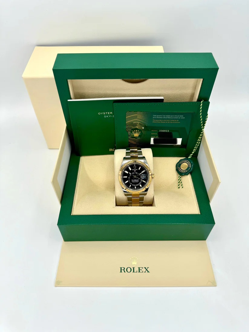 RLX Sky-Dweller 42mm 336933-0003 Two-Tone Yellow Gold Black Dial Jubilee - LITELUX