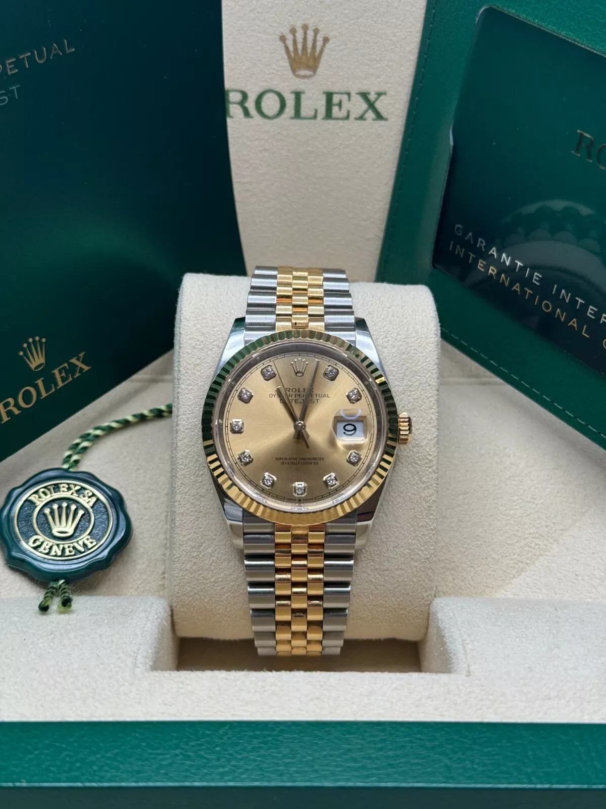 RLX Datejust 41mm Two-Tone Yellow Gold Fluted Bezel Champagne Diamond Dial Oyster - 126333 - LITELUX