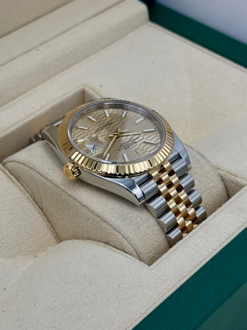 RLX Datejust 41mm Swiss Replica Watch | Two Tone Jubilee Bracele Champagne Fluted Dial Ref 126333 - LITELUX