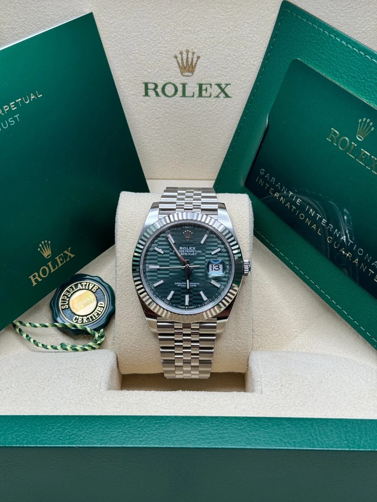 RLX Datejust 41mm 126334 Mint Green Fluted Motif Dial Oyster Bracelet - LITELUX