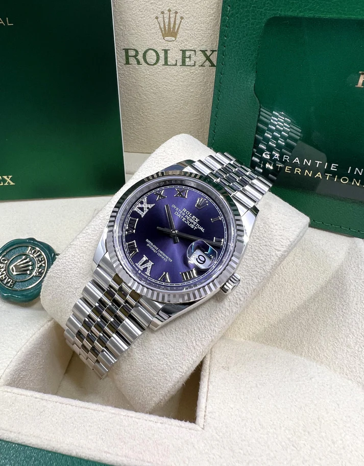 RLX Datejust 36mm 126234 Datejust Aubergine Purple Diamond Roman Oyster Stainless Steel - LITELUX