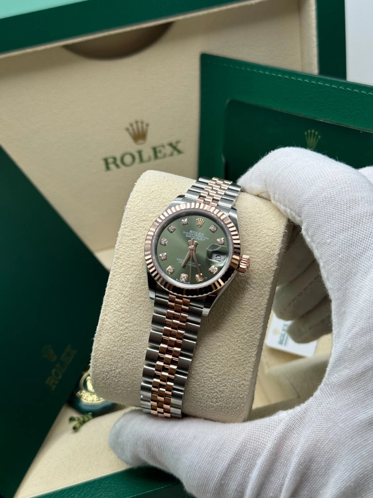 RLX Lady-Datejust 28mm 279171 Green Diamond Oyster Stainless Steel and Rose Gold - LITELUX