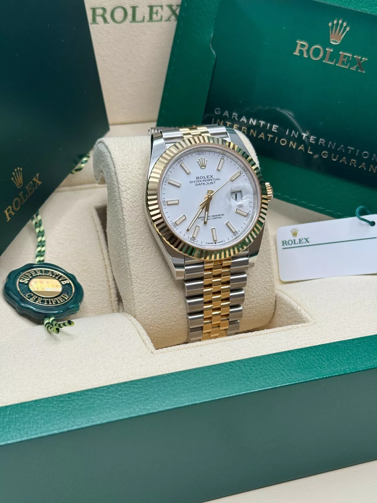 RLX Datejust 41mm 126333 White Index Oyster Steel and Yellow Gold Mens Watch - LITELUX