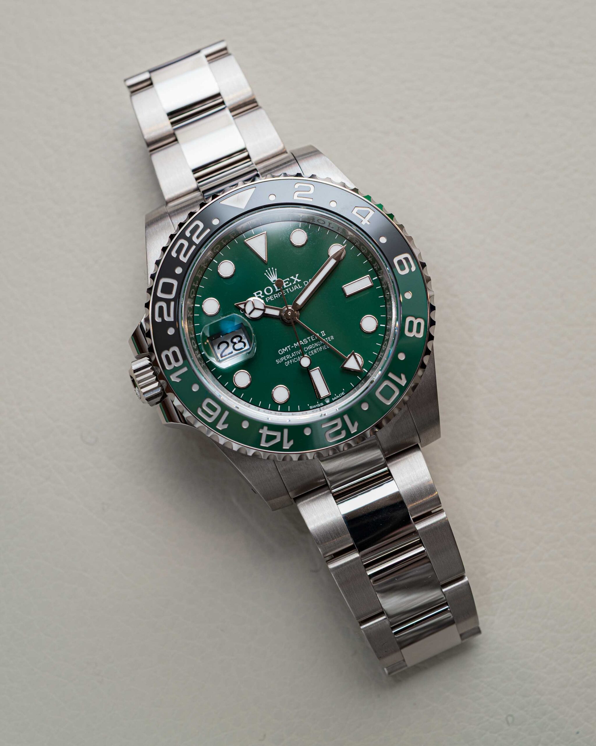 Rolex GMT-Master II 40mm 126729VTNR-0001 Green Dial White Gold Oyster Bracelet - LITELUX