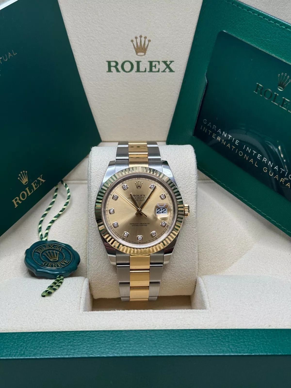 RLX Datejust 41mm Two-Tone Yellow Gold Fluted Bezel Champagne Diamond Dial Oyster - 126333 - LITELUX
