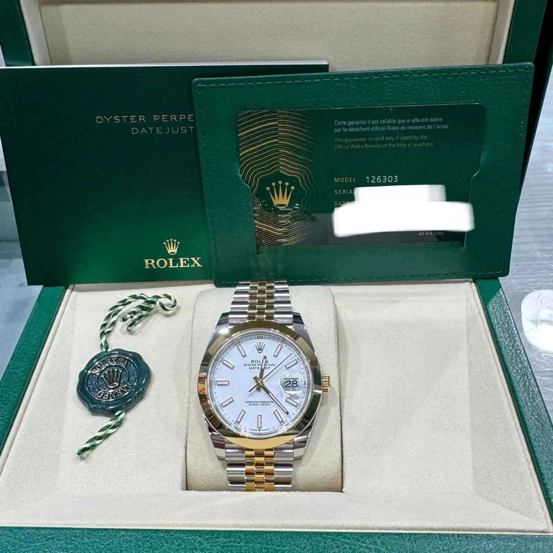 RLX Datejust 41mm 126303 White Index Oyster Steel and Yellow Gold Mens Watch - LITELUX