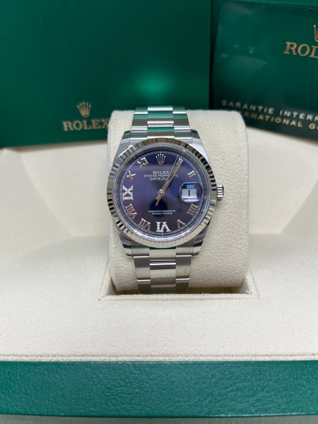 RLX Datejust 36mm 126234 Datejust Aubergine Purple Diamond Roman Oyster Stainless Steel - LITELUX