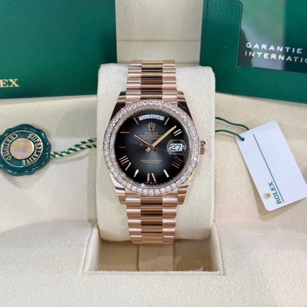 RLX Day-Date 40mm Slate Ombré Dial and Diamond Bezel 228345rbr-0025 - LITELUX