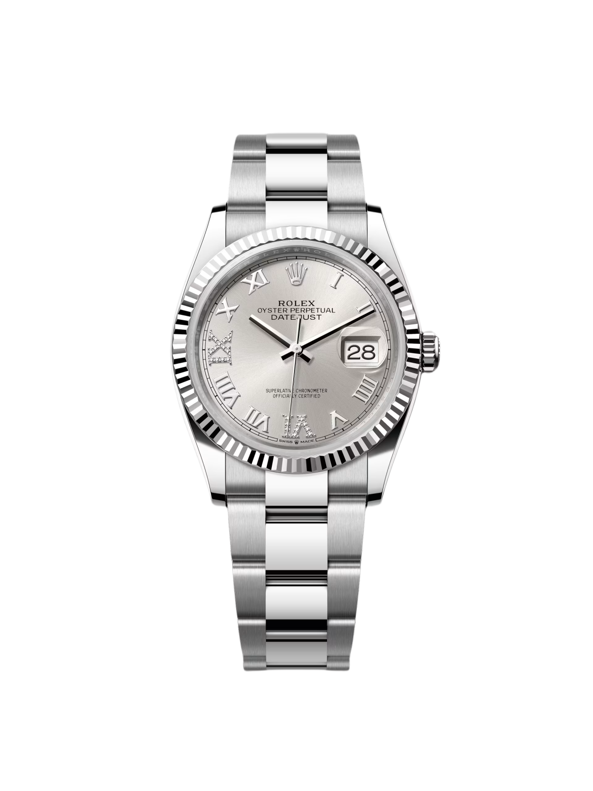 RLX Datejust 36mm 126234 White Roman Dial Oyster Stainless Steel Mens - LITELUX
