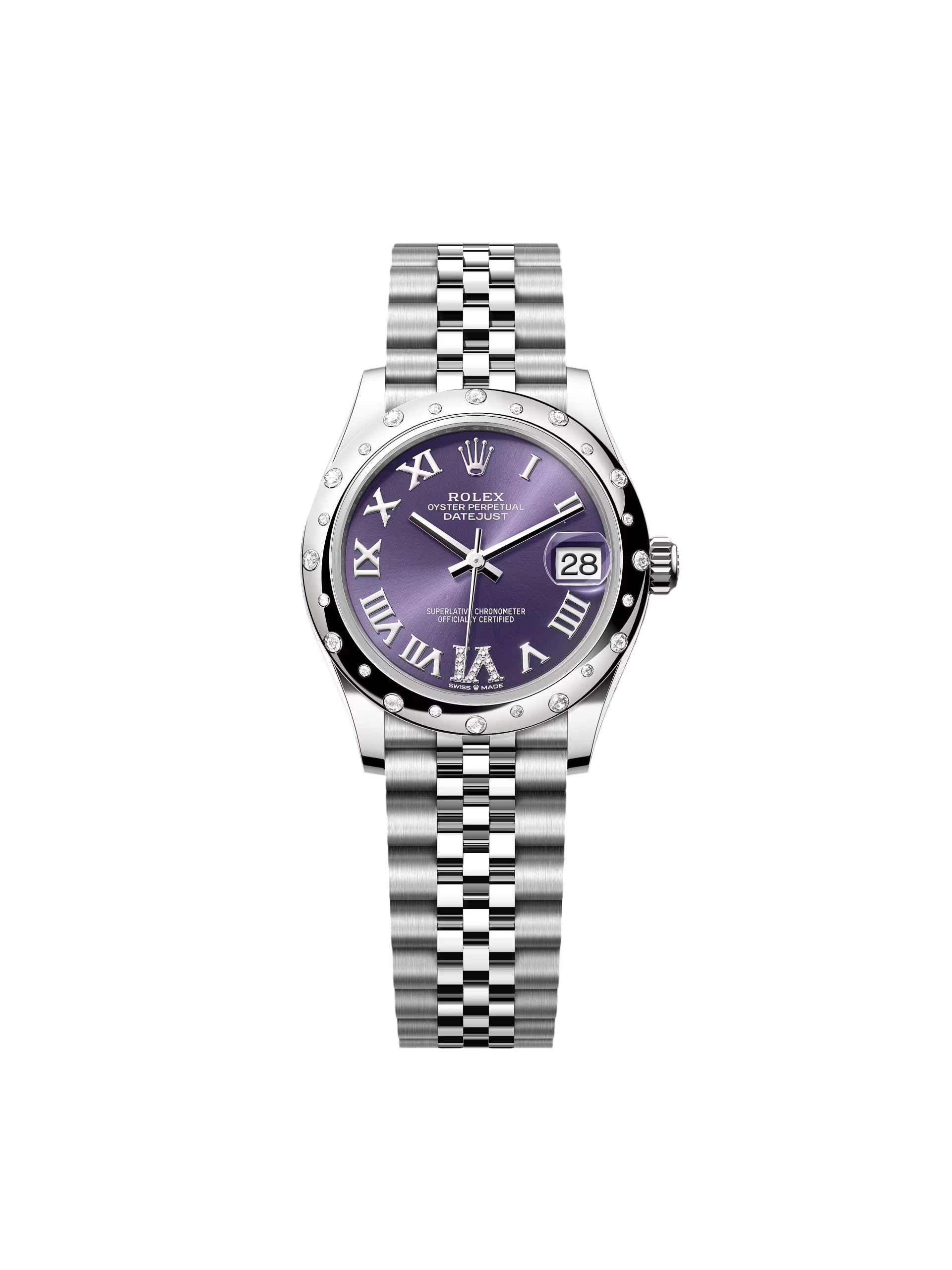 RLX Datejust m278344-0027/0028 Aubergine Diamond Dial 31mm Oyster - LITELUX